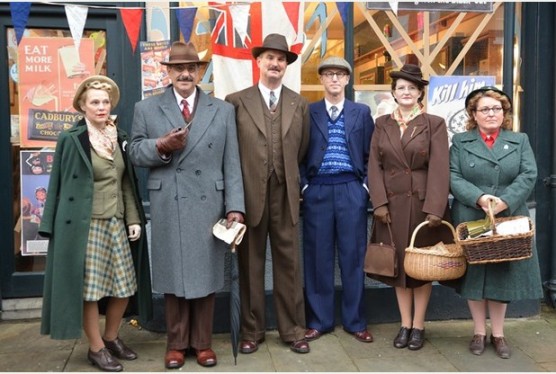 HUSK-07514. Dads Army Fiming in Bridlington. Some of the extras on the Dad's Army Film Set in Old Town, Bridlington. PIC SIMON KENCH